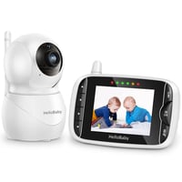 Monitor video pentru bebeluși HelloBaby cu cameră și difuzor, ecran IPS LCD de 3,2 inchi, monitor video fără WiFi, vedere nocturnă în infraroșu, audio bidirecțional, VOX, 8 limbi, alb/negru 1