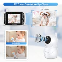 Monitor video pentru bebeluși HelloBaby cu cameră și difuzor, ecran IPS LCD de 3,2 inchi, monitor video fără WiFi, vedere nocturnă în infraroșu, audio bidirecțional, VOX, 8 limbi, alb/negru 3