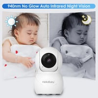 Monitor video pentru bebeluși HelloBaby cu cameră și difuzor, ecran IPS LCD de 3,2 inchi, monitor video fără WiFi, vedere nocturnă în infraroșu, audio bidirecțional, VOX, 8 limbi, alb/negru 4
