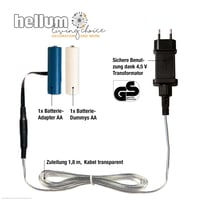 Hellum 150810 strujni adapter za 2x AA baterije, 3V, s prozirnim kabelom od 1,8 m, za unutarnju upotrebu, mrežni adapter kao zamjena za AA baterije 2