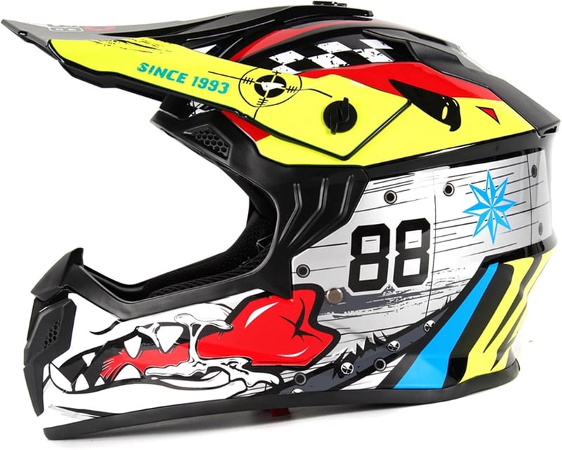 Helmblazia Motocross Sisak ECE R22.06 Ezüst S Méret - Terepjáró Cross Bukósisak MTB Enduro Quad ATV Downhill Szellőzéssel