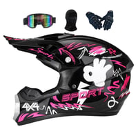 Detská motokrosová prilba, 5-15 rokov, MTB downhill prilba s okuliarmi a maskou, fullface motokrosová, na štvorkolku, ATV, ružová, veľkosť M (54-55 cm) 1