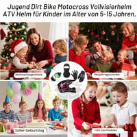 Detská motokrosová prilba, 5-15 rokov, MTB downhill prilba s okuliarmi a maskou, fullface motokrosová, na štvorkolku, ATV, ružová, veľkosť M (54-55 cm) 3