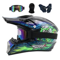 Detská motokrosová prilba s celotvárovým chráničom pre deti od 7 do 14 rokov, MTB downhill ATV enduro quad cyklistická prilba s rukavicami, okuliarmi a maskou 1