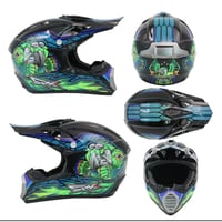 Detská motokrosová prilba s celotvárovým chráničom pre deti od 7 do 14 rokov, MTB downhill ATV enduro quad cyklistická prilba s rukavicami, okuliarmi a maskou 3