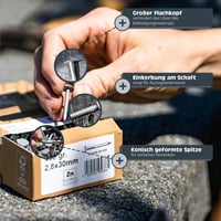 HELPMATE Klampiarske klince 2,0x16 mm mechanicky pozinkované 1 kg – Typ B Dachpappstifte DIN 1160 B – Klince na strešnú krytinu, asfaltové pásy 2