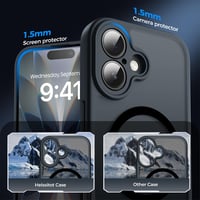 Helssitot magnetický obal na iPhone 17, kompatibilný s MagSafe, s 2 ks ochranných skiel na displej, matný priesvitný, nárazuvzdorný, odolný voči poškriabaniu – čierny 5