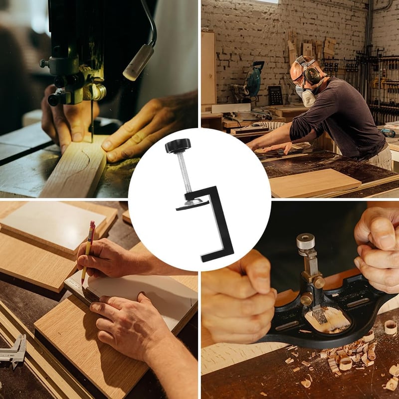 Clemă cu șurub tip C Helweet, dispozitiv de fixare pe masă pentru extensie universală, deschidere 57 mm, 2 bucăți, negru