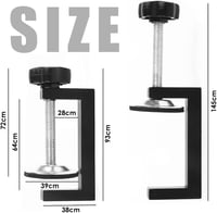 Clemă cu șurub tip C Helweet, dispozitiv de fixare pe masă pentru extensie universală, deschidere 57 mm, 2 bucăți, negru 2
