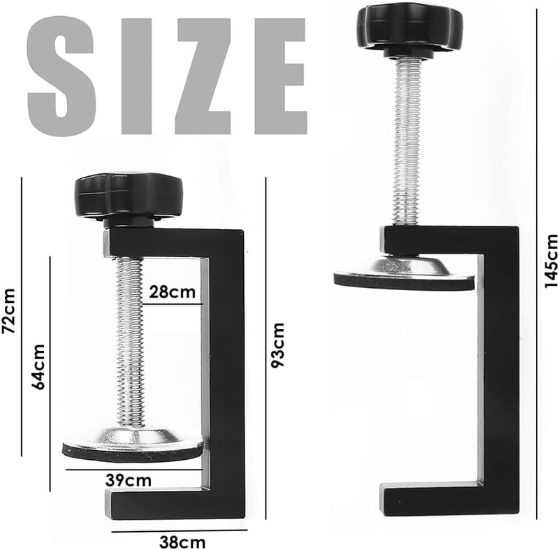 Clemă cu șurub tip C Helweet, dispozitiv de fixare pe masă pentru extensie universală, deschidere 57 mm, 2 bucăți, negru