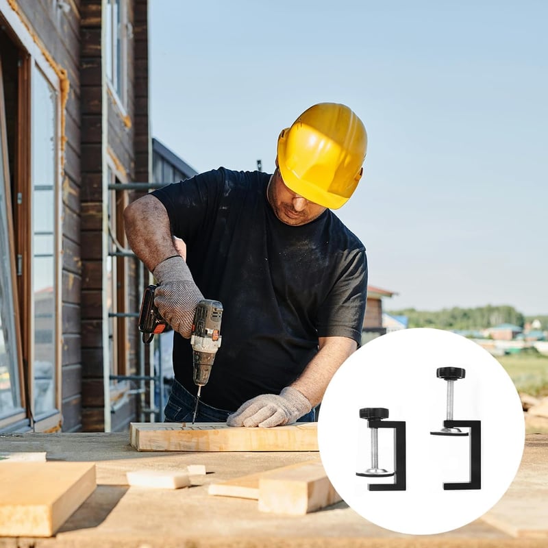 Clemă cu șurub tip C Helweet, dispozitiv de fixare pe masă pentru extensie universală, deschidere 57 mm, 2 bucăți, negru