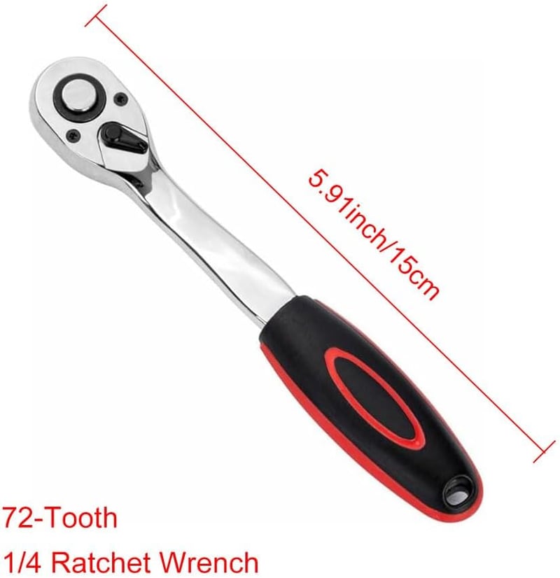 Cheie cu clichet reversibilă Helweet 1/4 inch, 72 dinți, cu eliberare rapidă, pentru reparații auto
