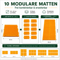 hemeilibao Prostirka za odbijanje mačaka 42x32 cm, 10 komada, modularna podloga narančaste boje, s 200 vezica i 40 čičak traka, proširivo do 1,34 m² 5