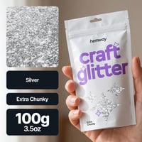 Glitter decorativ Hemway Craft 100g, extra grosier, 1 mm, argintiu, pentru artizanat și decorare 2