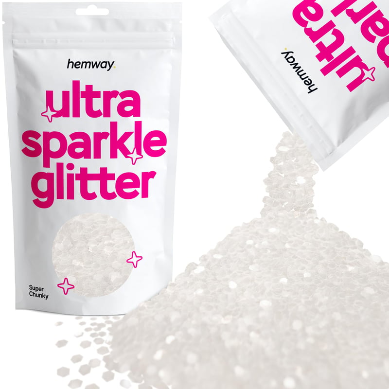 Hemway Ultra Sparkle Glitter Sclipici Alb 100g Super Chunky 3mm Artizanat Unghii Față Păr Decor Fesival