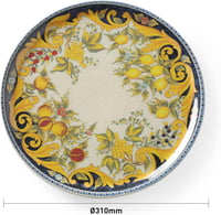 Farfurie pentru Pizza Hendi Baroque, Porțelan, 310mm, Galben-Negru, Compatibilă cu mașina de spălat vase și cuptorul cu microunde 2
