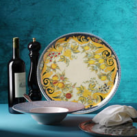 Farfurie pentru Pizza Hendi Baroque, Porțelan, 310mm, Galben-Negru, Compatibilă cu mașina de spălat vase și cuptorul cu microunde 3