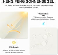 HENG FENG 4x6m Vízálló Napvédő Sátor Teraszra, Kertbe - UV Védelem 3