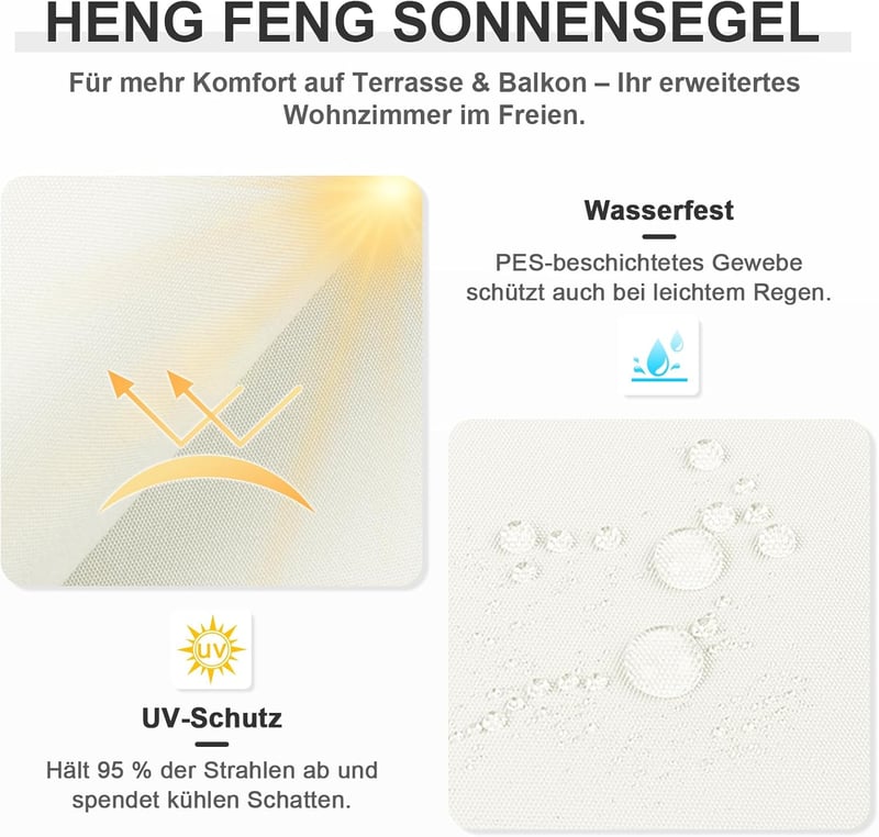 HENG FENG 4x6m Vízálló Napvédő Sátor Teraszra, Kertbe - UV Védelem