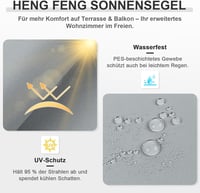 HENG FENG 4x5m Vízálló Napvédő Sátor Szürke - UV Védelem Erkély Kert Terasz 3