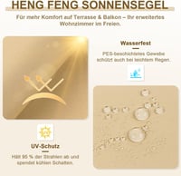 HENG FENG 4x5m Vízálló Napvédő Sátor Teraszra, Balkonra, Kertbe - UV Védelem 3