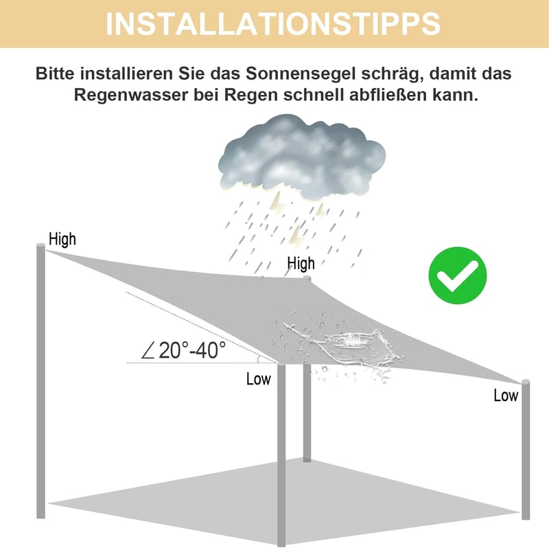 HENG FENG 4x5m Vízálló Napvédő Sátor Teraszra, Kertbe - UV Védelem, Szélálló