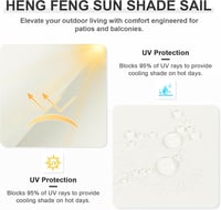 HENG FENG háromszög napvitorla 95% UV-védelemmel - bézs - 3x3x3 m 3