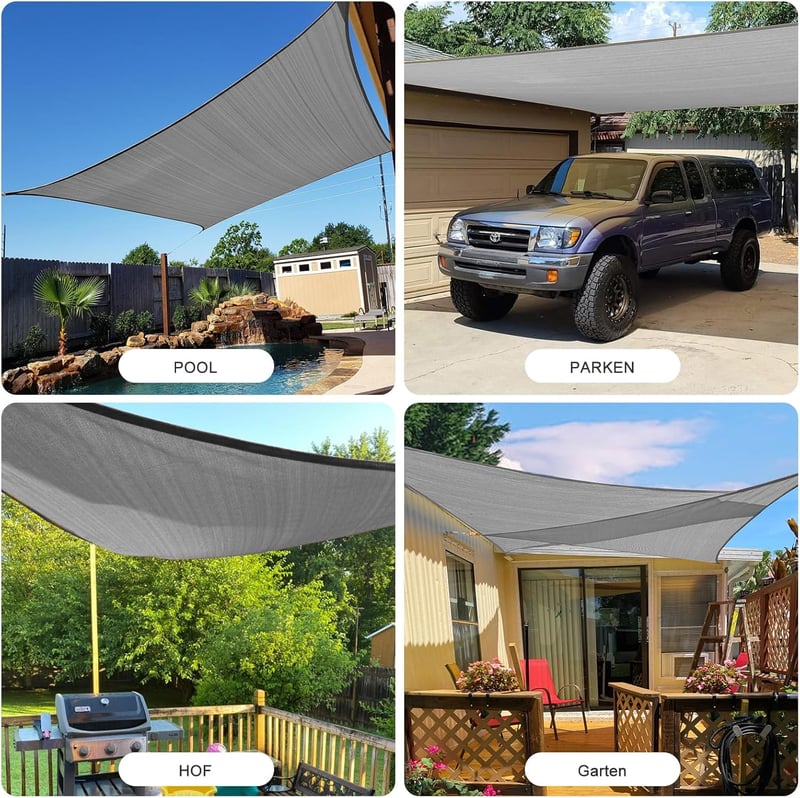 HENG FENG 2x3m Téglalap Napvitorla HDPE UV Védelem Szellőző Antracit