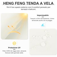 HENG FENG Tieniaca plachta 3,5x4,5 m obdĺžniková, béžová, vodoodolná, 95% UV ochrana, PES 160 g/m², do záhrady a na terasu 3