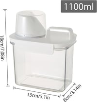 HENGBIRD 1100 ml Légmentes Mosópor Adagoló Mérőpohárral, Fehér Műanyag Mosószer Tároló Doboz Hengeres Forma 2
