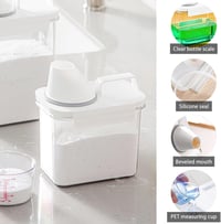 HENGBIRD 1100 ml Légmentes Mosópor Adagoló Mérőpohárral, Fehér Műanyag Mosószer Tároló Doboz Hengeres Forma 3