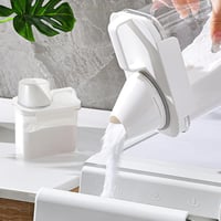 HENGBIRD 1100 ml Légmentes Mosópor Adagoló Mérőpohárral, Fehér Műanyag Mosószer Tároló Doboz Hengeres Forma 7