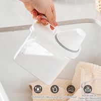 HENGBIRD 1100 ml Légmentes Mosópor Adagoló Mérőpohárral, Fehér Műanyag Mosószer Tároló Doboz Hengeres Forma 6