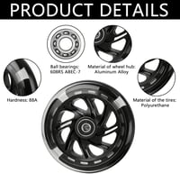 HENGBIRD set 2 roți de schimb pentru trotinetă, 12 cm, negre, 88A, ABS, LED, fără baterii, rulmenți ABEC-9 3