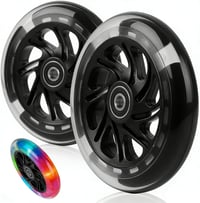 HENGBIRD set 2 roți de schimb pentru trotinetă, 12 cm, negre, 88A, ABS, LED, fără baterii, rulmenți ABEC-9 1