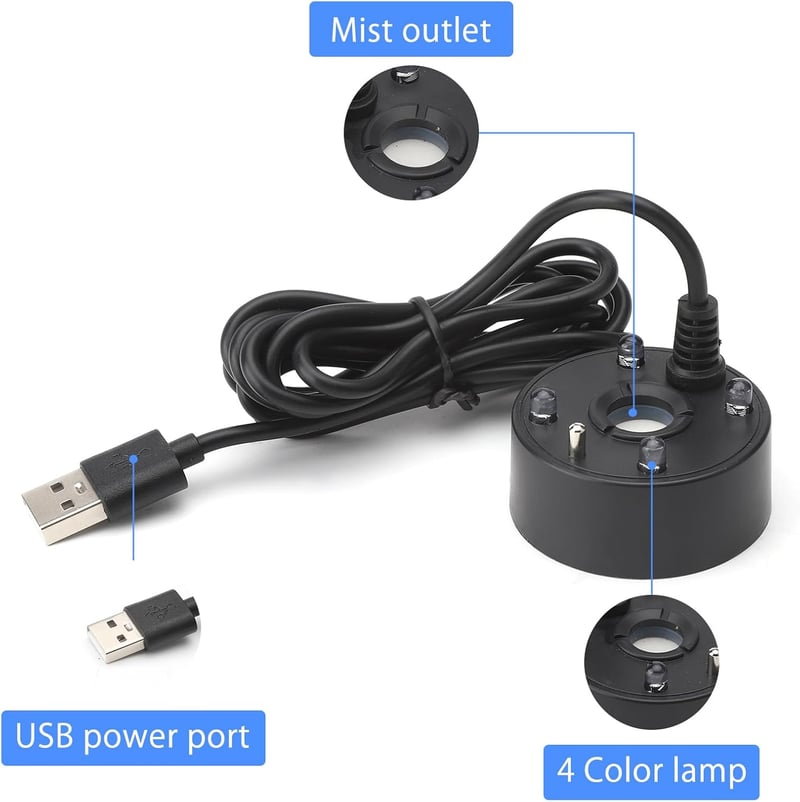 HENGBIRD Akvárium Párásító Gép USB LED Színváltós Ultrahangos Ködfüggöny Vízhiány Védelem Szökőkút Tó Akvárium 5V