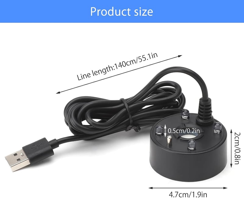 HENGBIRD Akvárium Párásító Gép USB LED Színváltós Ultrahangos Ködfüggöny Vízhiány Védelem Szökőkút Tó Akvárium 5V