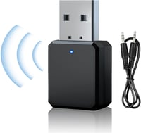 HENGBIRD Bluetooth 5.1 USB Vevő Autóba 3.5mm AUX Csatlakozóval, Beépített Mikrofon, Plug and Play Autós Hangszórókhoz PC TV 1