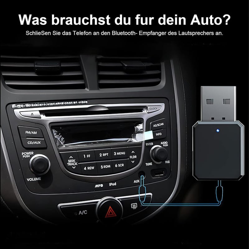 HENGBIRD Bluetooth 5.1 USB Vevő Autóba 3.5mm AUX Csatlakozóval, Beépített Mikrofon, Plug and Play Autós Hangszórókhoz PC TV