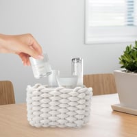 HENGBIRD Fonott Tárolókosár Szett 2db Fehér Pamut Fürdőszoba Szépségápolás Játék 7