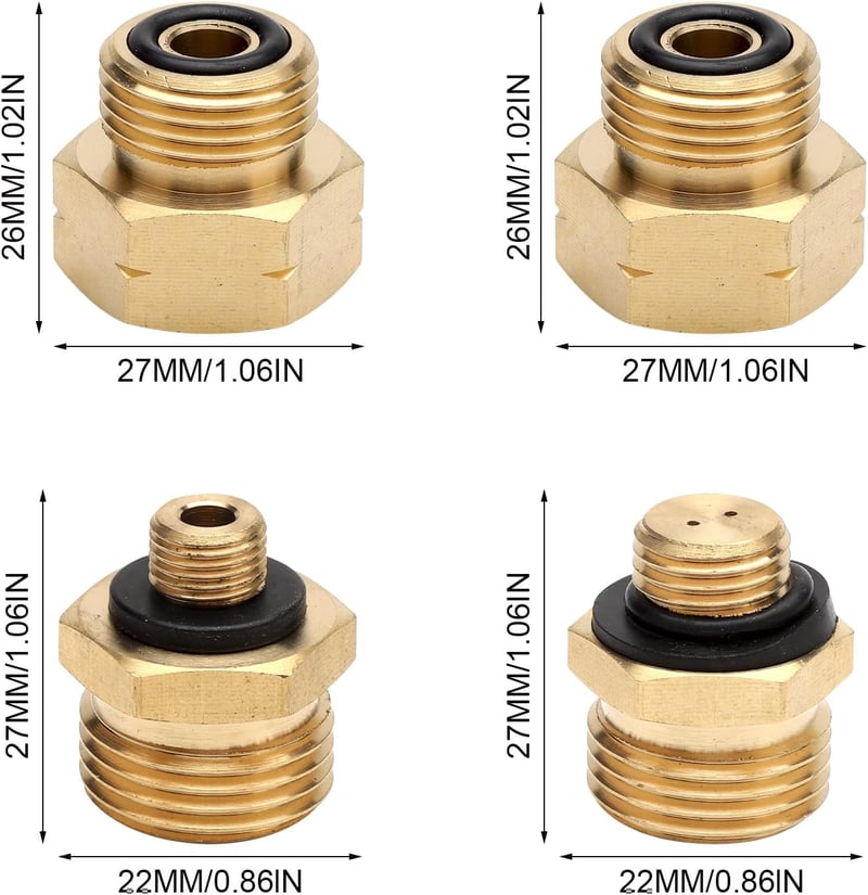 HENGBIRD Gázpalack Adapter Készlet 4 Darabos - Sárgaréz Európai Gáz Csatlakozó Nyomásszabályozóhoz Külföldi Palackokhoz
