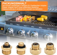 HENGBIRD Gázpalack Adapter Készlet 4 Darabos - Sárgaréz Európai Gáz Csatlakozó Nyomásszabályozóhoz Külföldi Palackokhoz 6