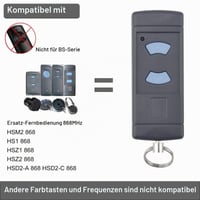 Univerzálny diaľkový ovládač garážovej brány HENGBIRD HSM4 868 MHz, kompatibilný s Hörmann HS1, HS2, HS4, HSZ1, HSZ2, HSP4, HSD2, 4-tlačidlový, ergonomický dizajn 3