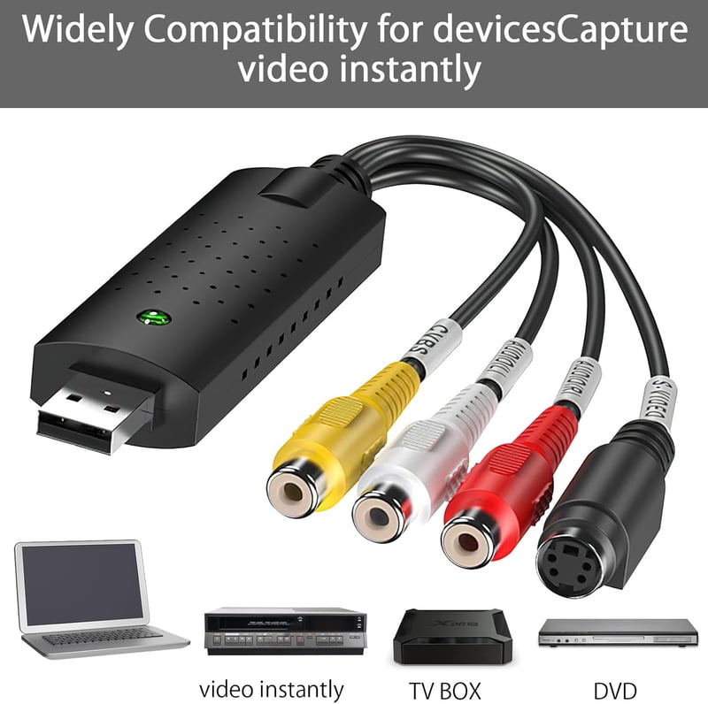 HENGBIRD USB 2.0 Videó Digitalizáló Konverter VHS Kazetta DVD Átalakító Analóg Digitális Adapter Windows Mac Kompatibilis