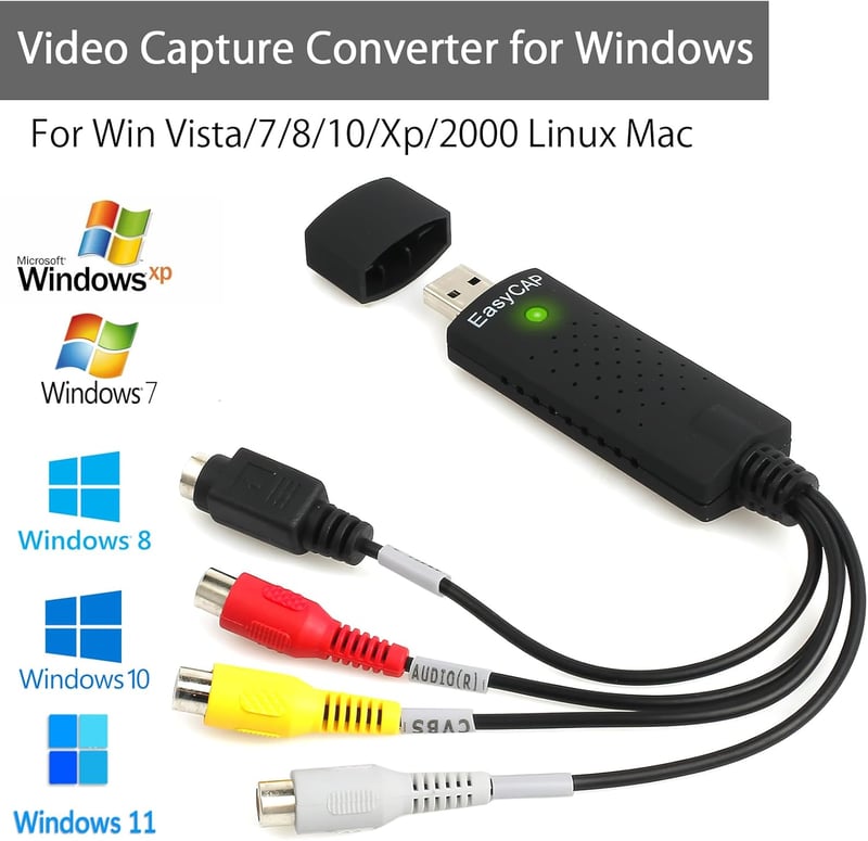 HENGBIRD USB 2.0 Videó Digitalizáló Konverter VHS Kazetta DVD Átalakító Analóg Digitális Adapter Windows Mac Kompatibilis
