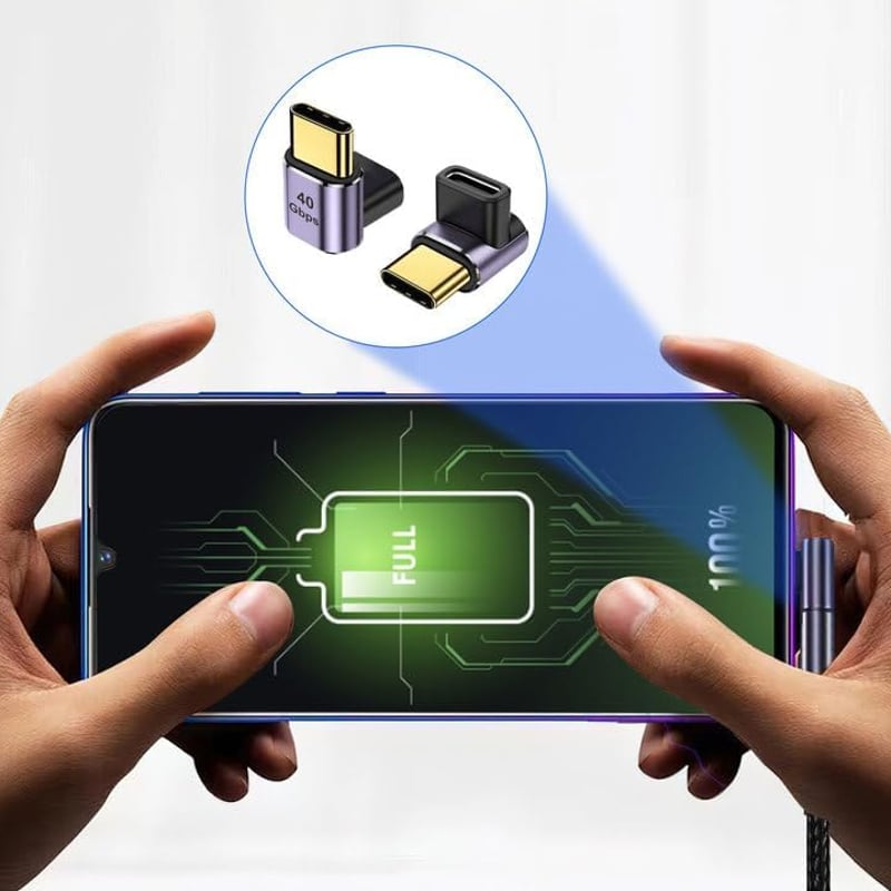 HENGBIRD USB C 90 Fokos Adapter 40Gbps USB 4 Típus C Férfi-Női Csatlakozó 100W Töltés 8K Videó Samsung Galaxy Huawei 2 Darab