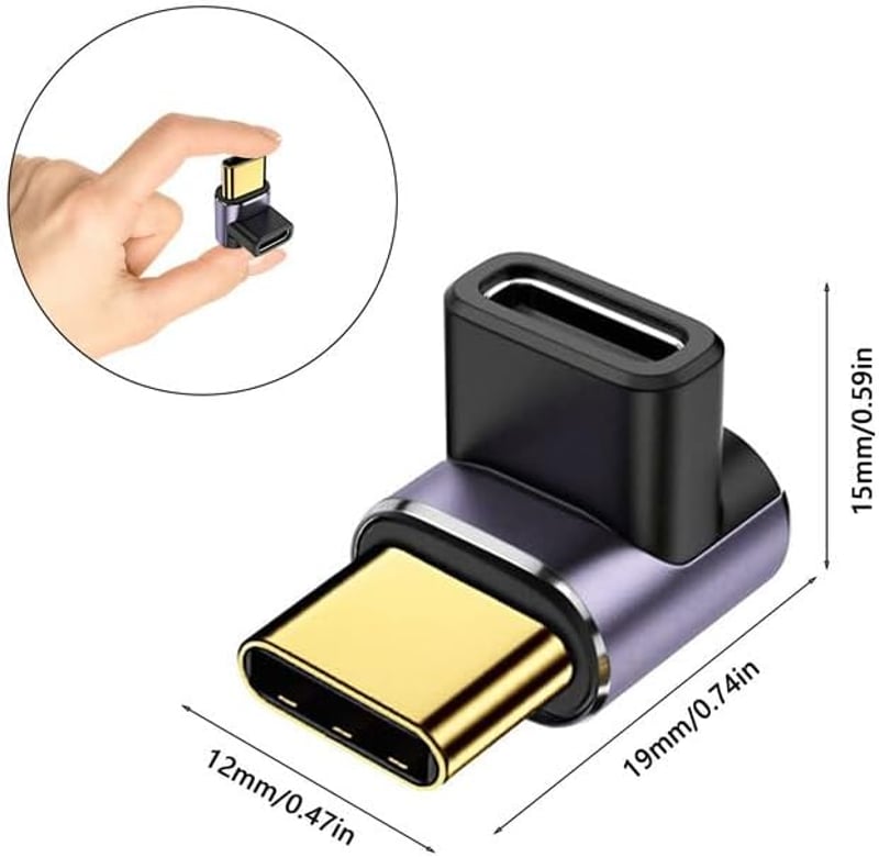 HENGBIRD USB C 90 Fokos Adapter 40Gbps USB 4 Típus C Férfi-Női Csatlakozó 100W Töltés 8K Videó Samsung Galaxy Huawei 2 Darab