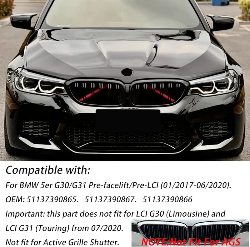 Hengjiayao BMW 5-ös G30 G31 Fényes Fekete Vesekidney Hűtőrács 2017-2020