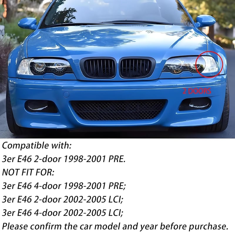 Hengjiayao BMW E46 3-as sorozat első lökhárító rács fényes fekete 1998-2001