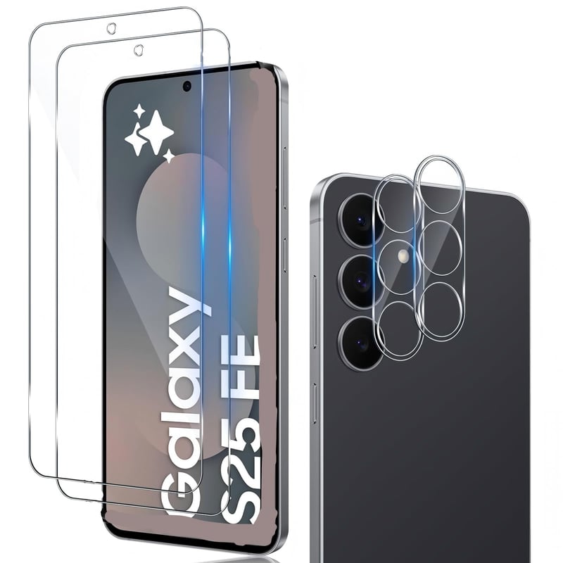 Hengnewro tvrdené sklo na displej + ochranná fólia na fotoaparát pre Samsung Galaxy S25 FE, 9H - 2+2 ks